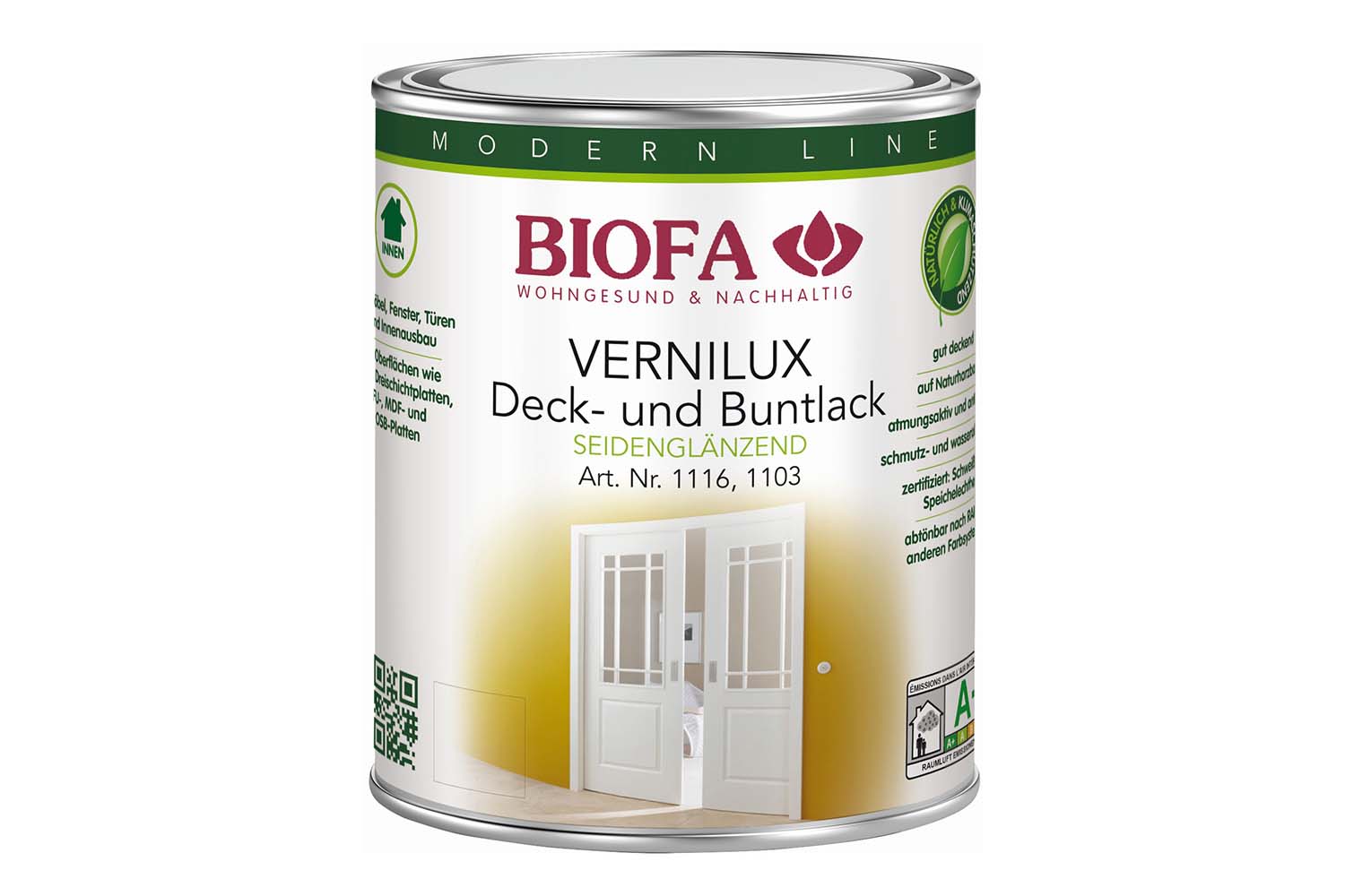 Biofa VERNILUX Decklack innen, weiß, seidenglänzend