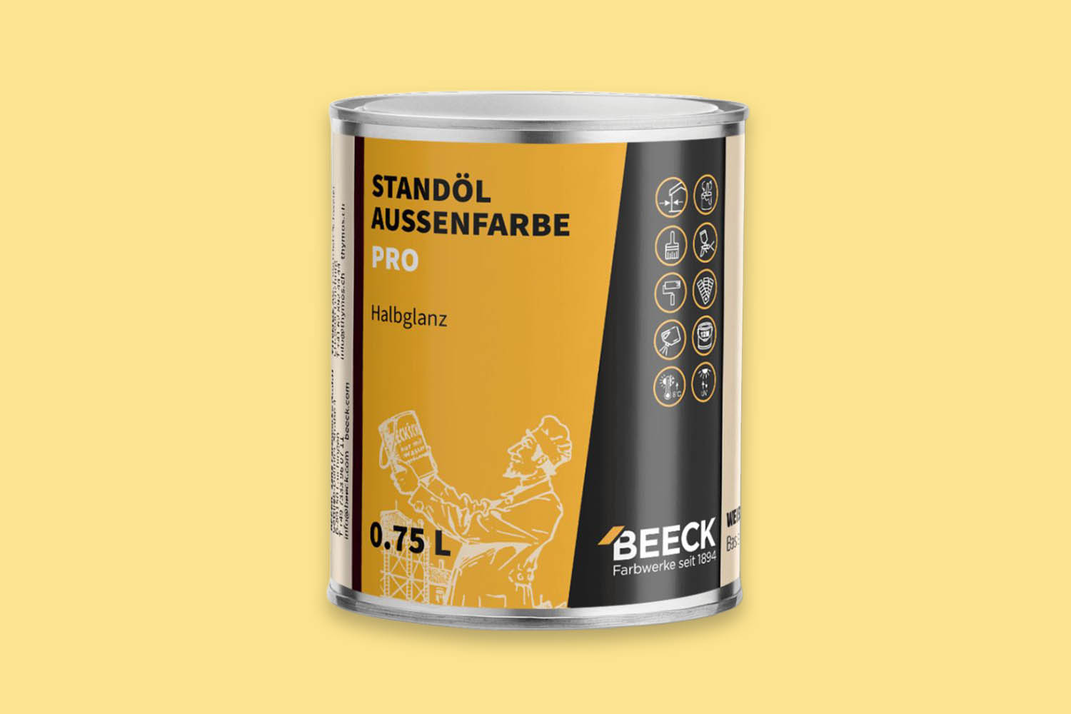 Beeck Standöl-Außenfarbe Pro seidenglanz Zitronengelb 1:1