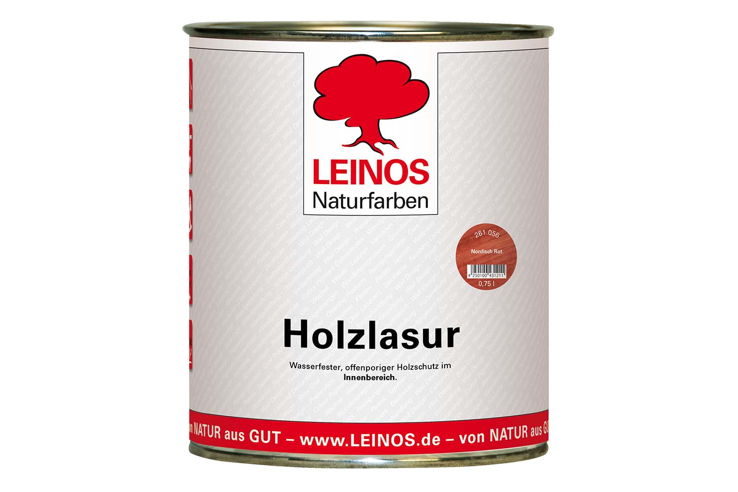 Leinos Holzlasur für innen 261 Nordisch Rot