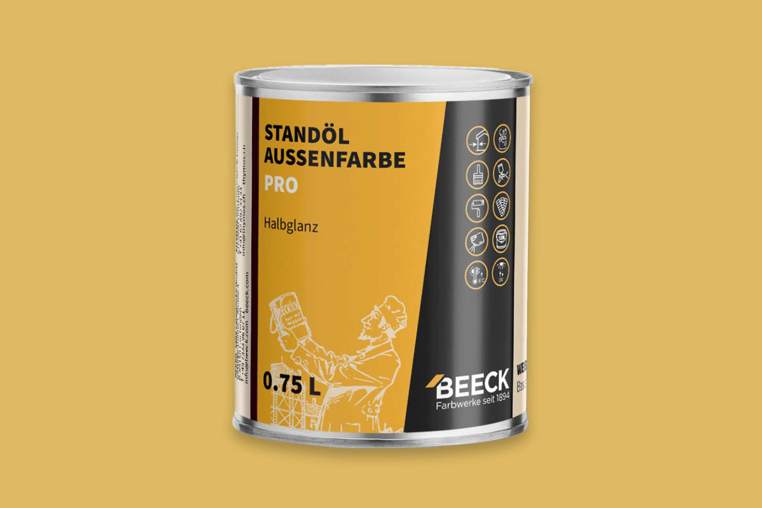 Beeck Standöl-Außenfarbe Pro seidenglanz Goldgelb 02
