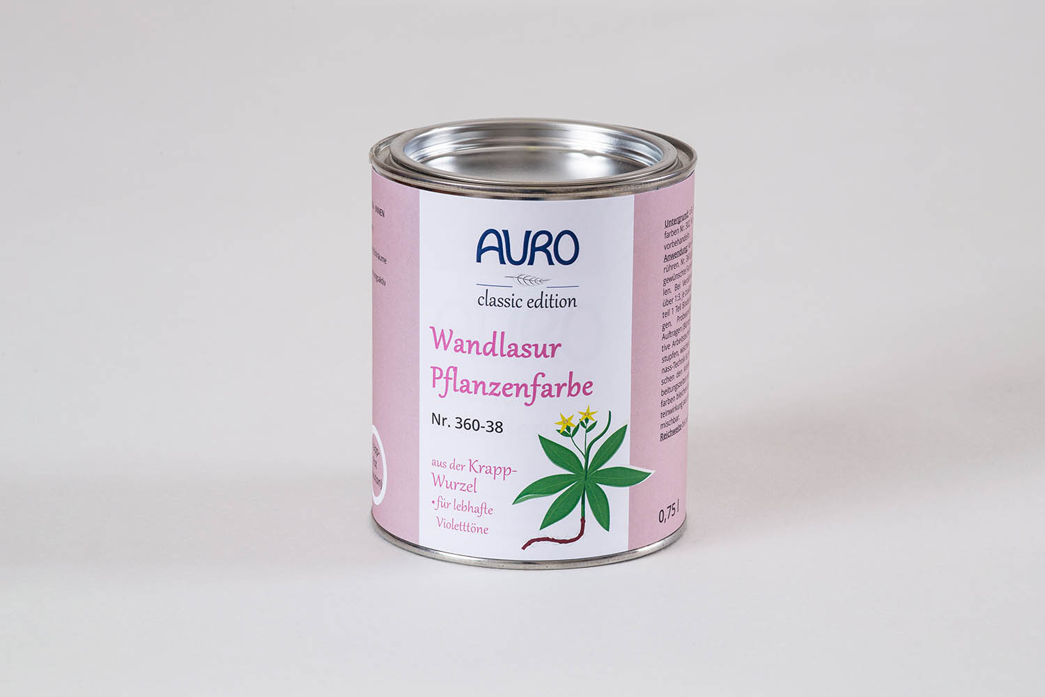 Auro Wandlasur-Pflanzenfarbe Nr. 360 - Krapp-Rot (Blauton)