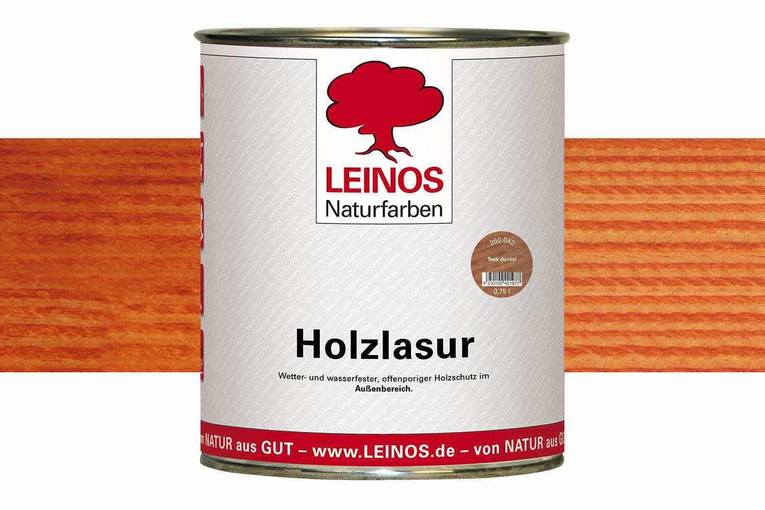 Leinos Holzlasur für außen 260 Teak dunkel