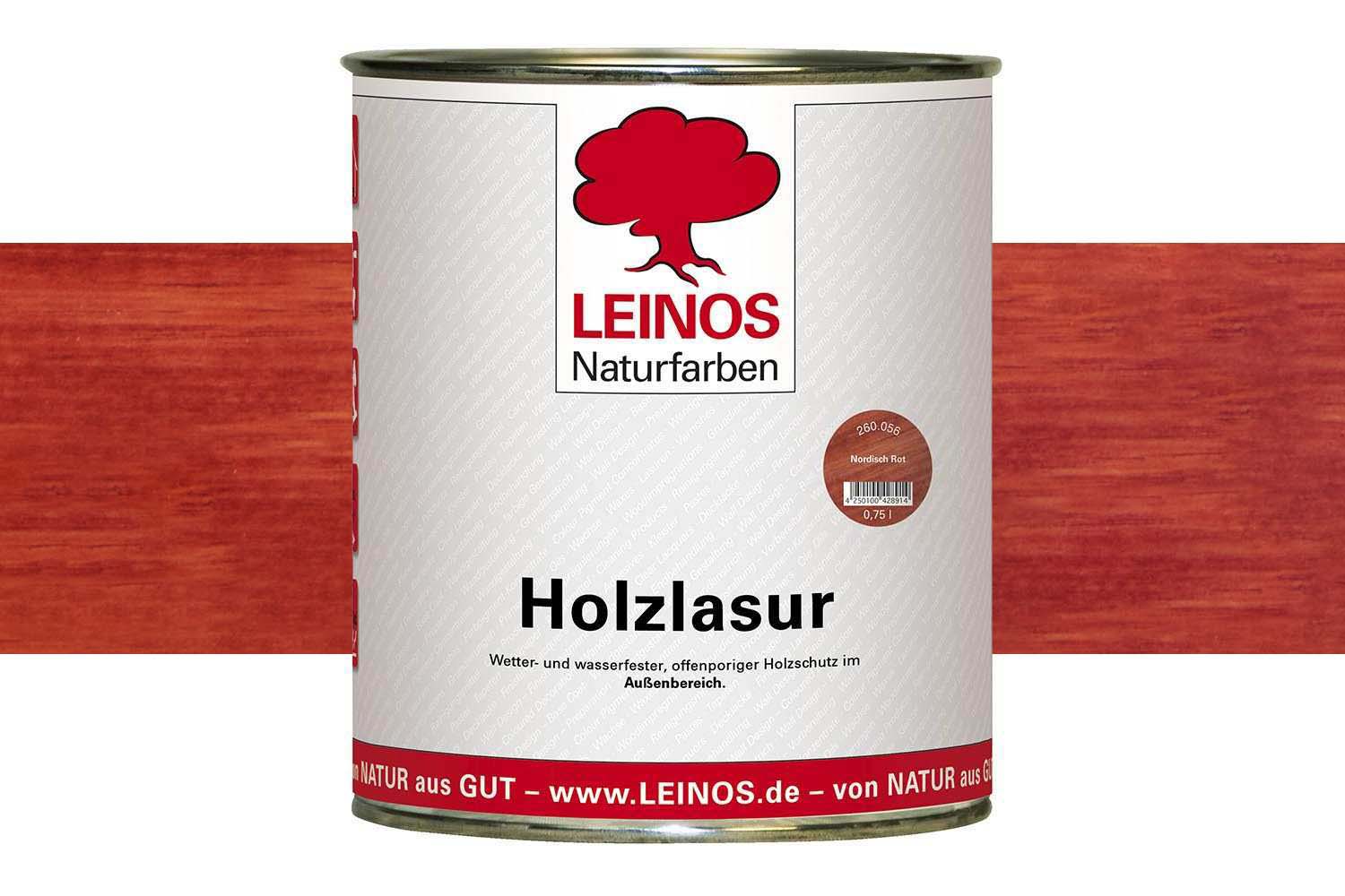 Leinos Holzlasur für außen 260 Nordisch Rot