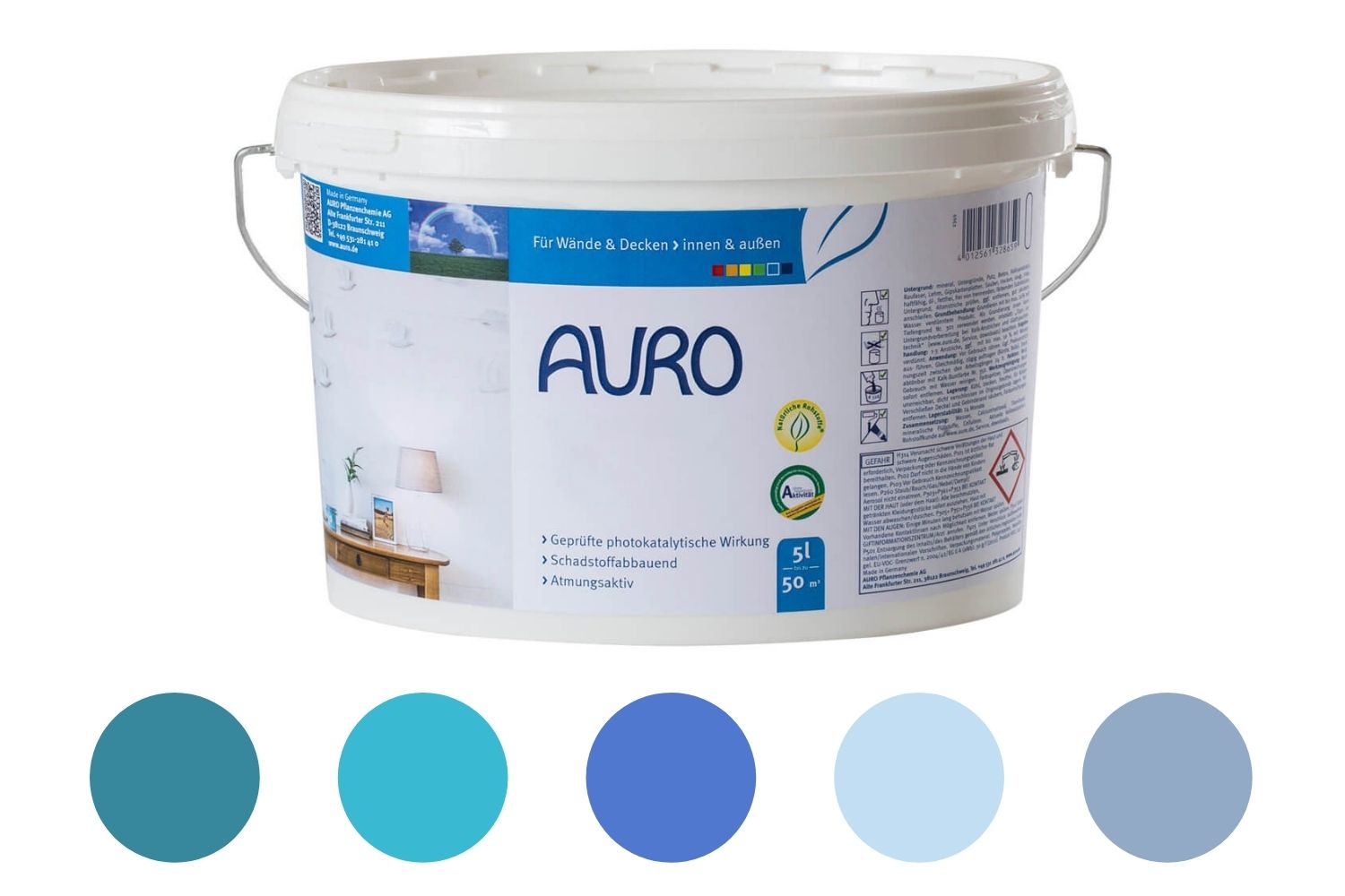 Auro Wand- und Deckenfarbe Nr. 555 Blautöne Colours For Life 