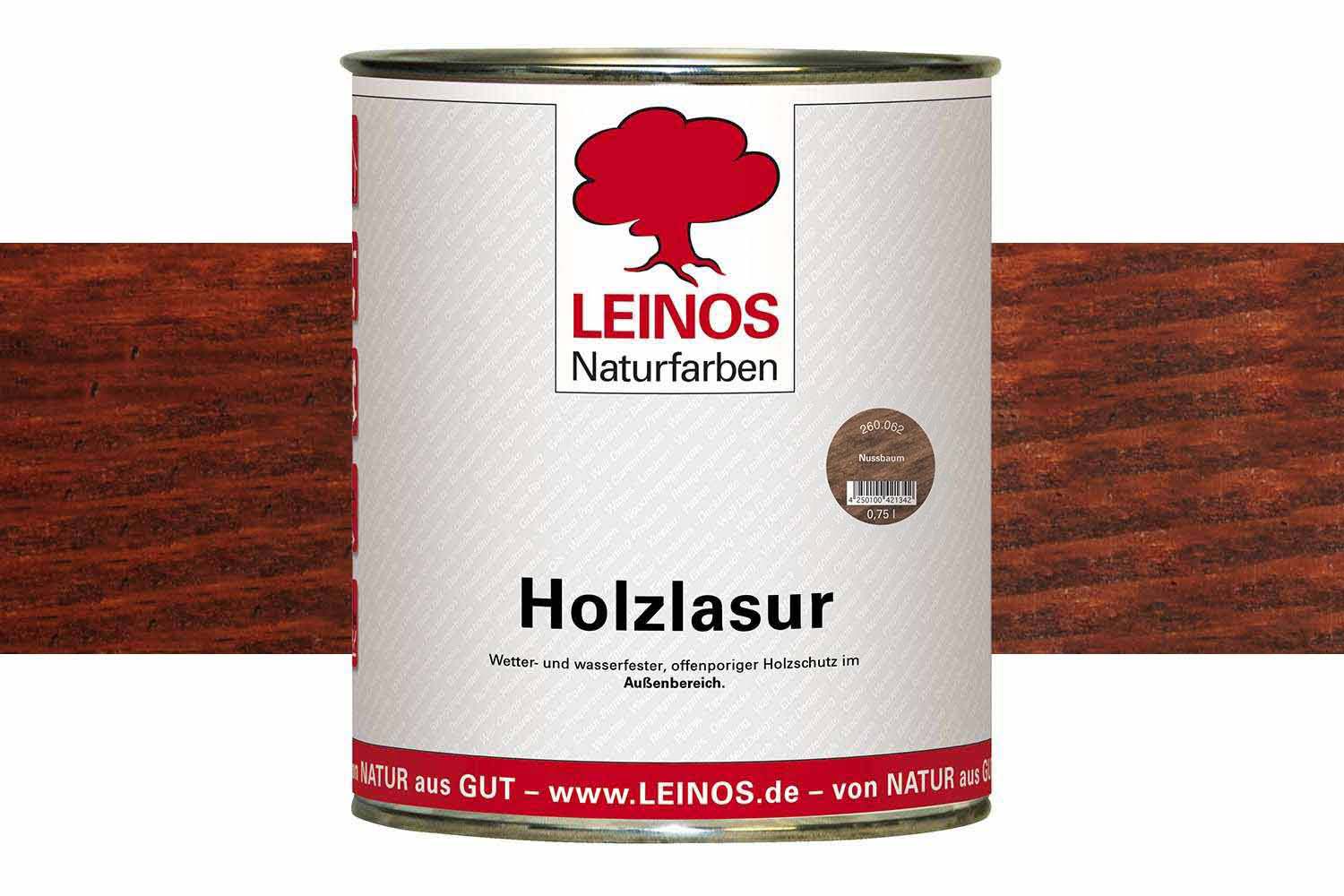 Leinos Holzlasur für außen 260 Nussbaum