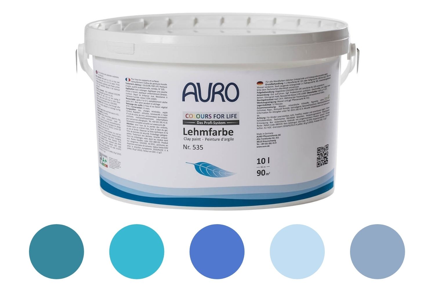 Auro Profi-Lehmfarbe Nr. 535 Blautöne Colours For Life 