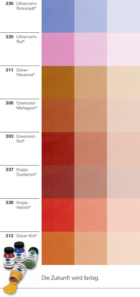 Farbtöne der Leinos Pigment-Konzentrate