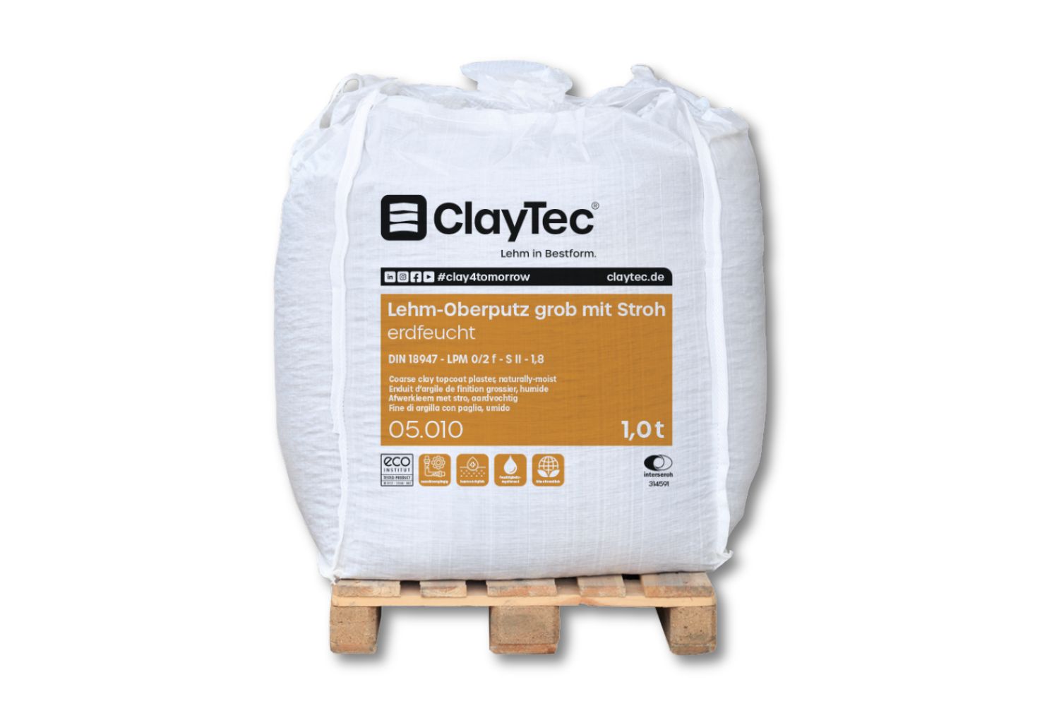 Claytec Lehm-Oberputz grob mit Stroh erdfeucht