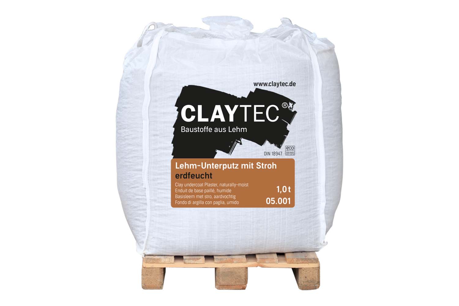 Claytec Lehm-Unterputz grob mit Stroh erdfeucht