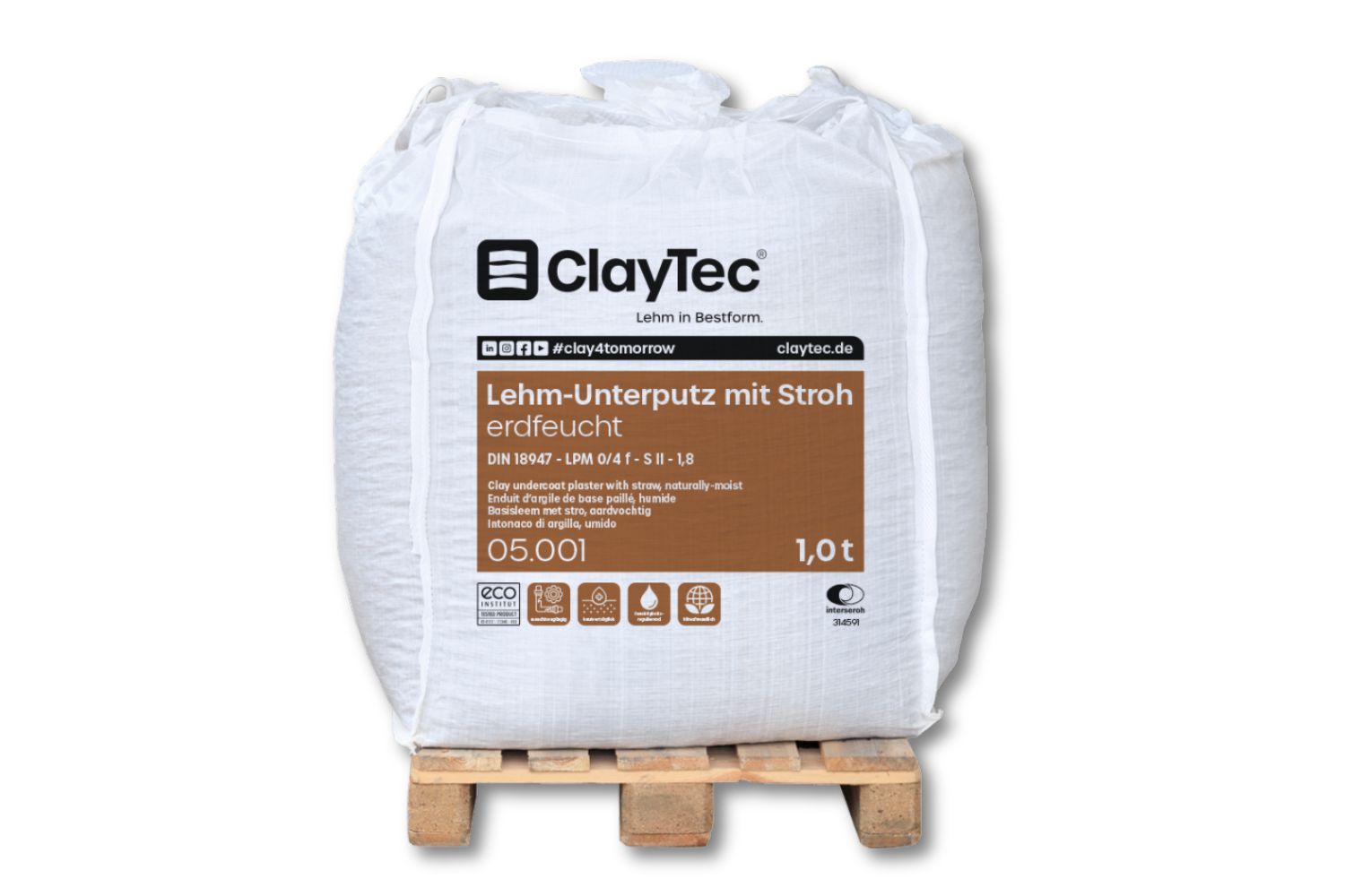 Claytec Lehm-Unterputz grob mit Stroh erdfeucht