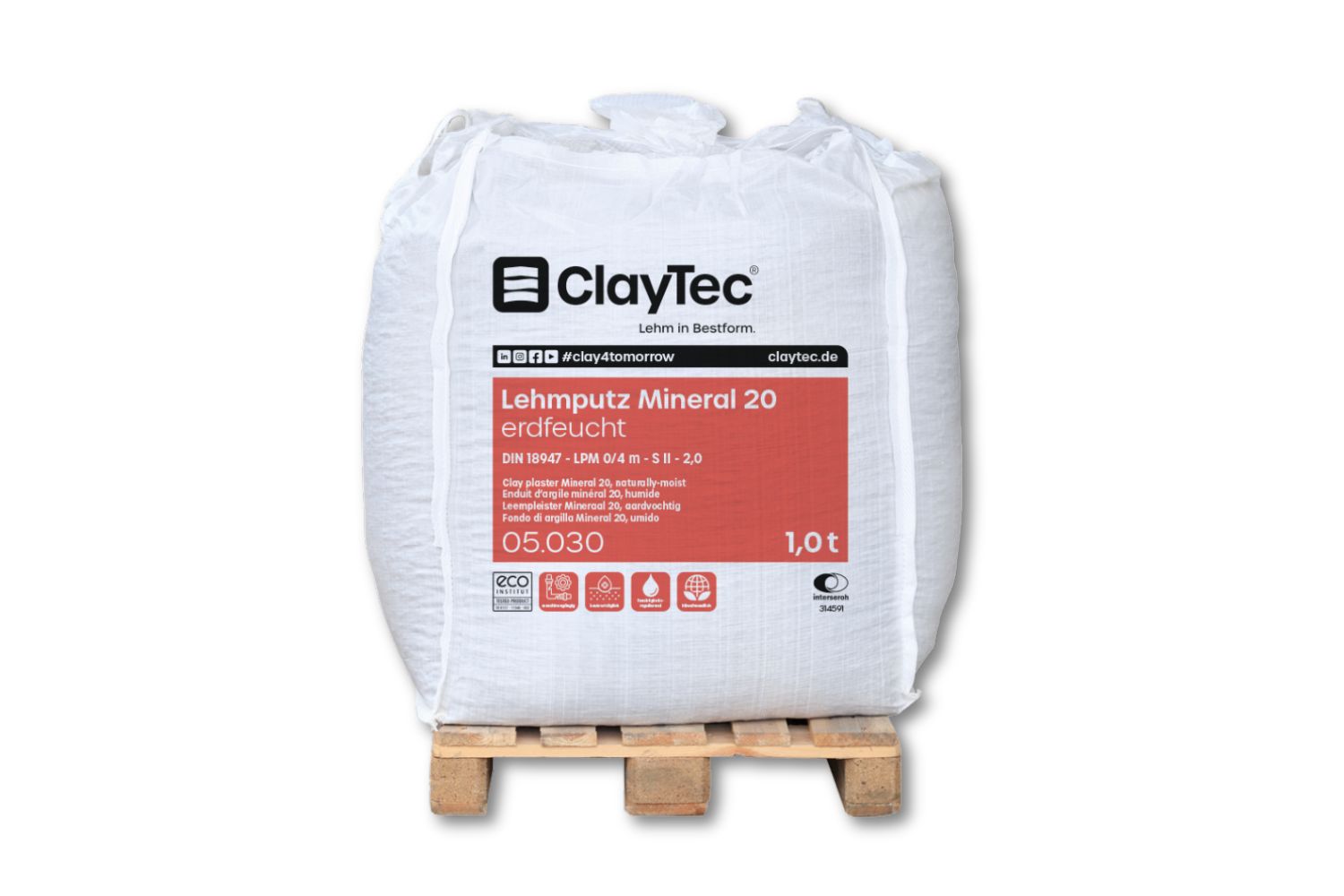 Claytec Lehmputz Mineral 20 erdfeucht