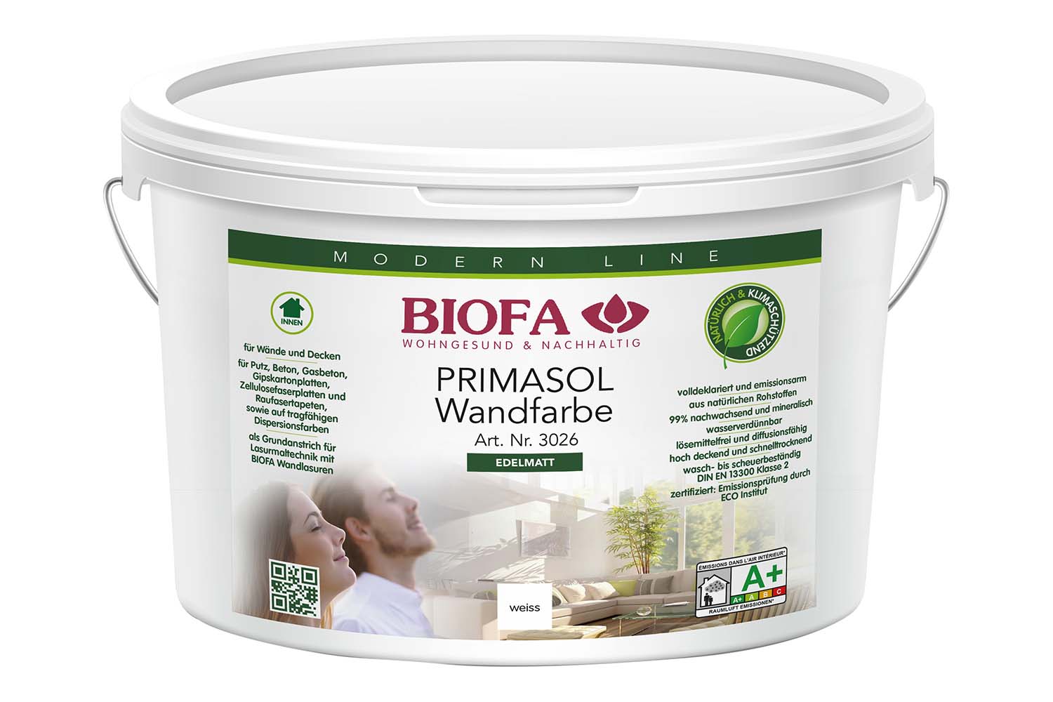 Biofa PRIMASOL Wandfarbe edelmatt, weiß