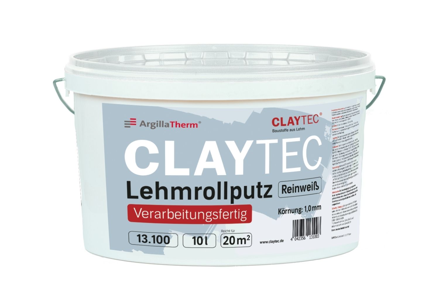 Claytec Lehmrollputz Reinweiß