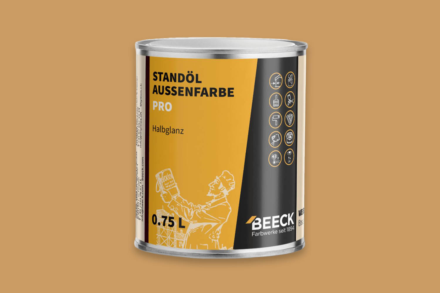 Beeck Standöl-Außenfarbe Pro seidenglanz Ockergelb 1:1