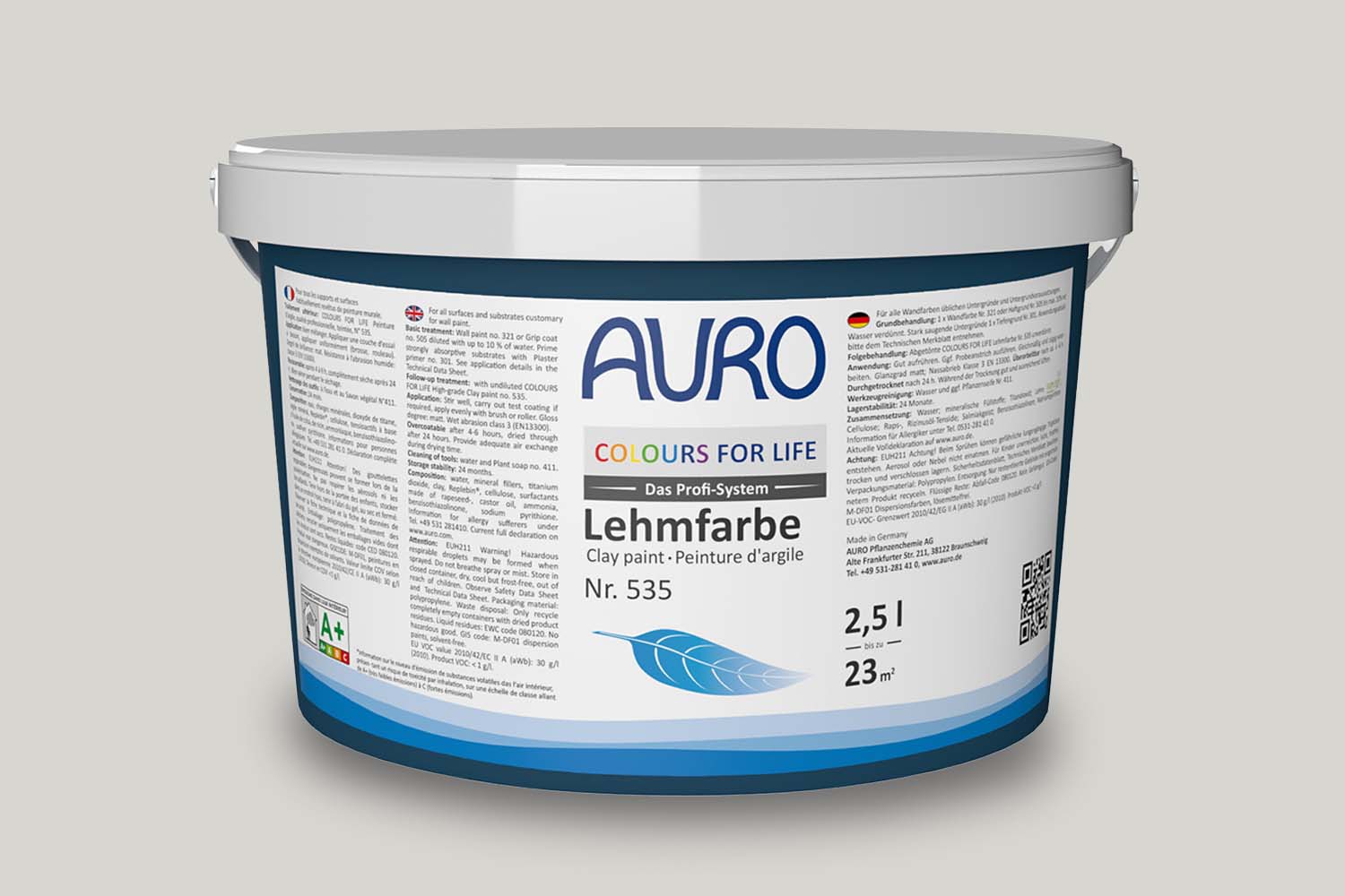 Auro Profi-Lehmfarbe Nr. 535 pale grey Colours For Life