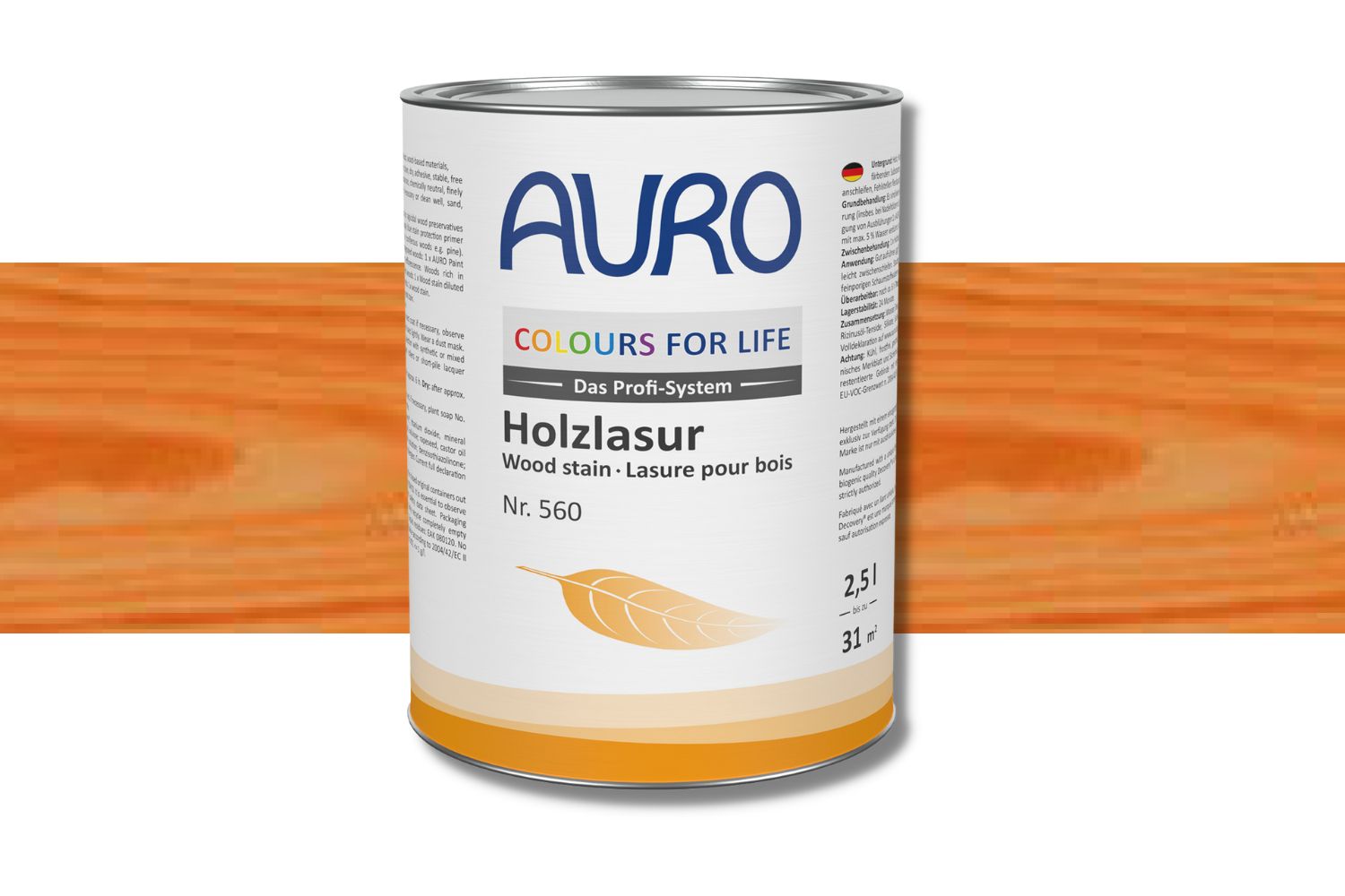 Auro Holzlasur Nr. 560 Colours for Life orange