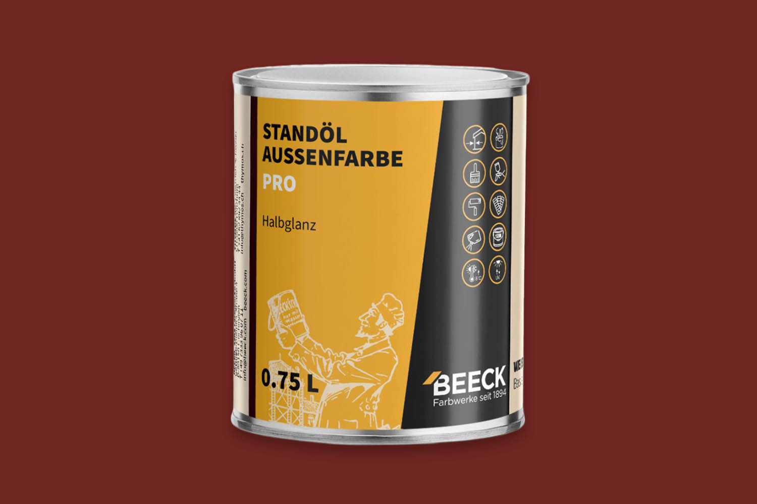 Beeck Standöl-Außenfarbe Pro seidenglanz Weinrot 